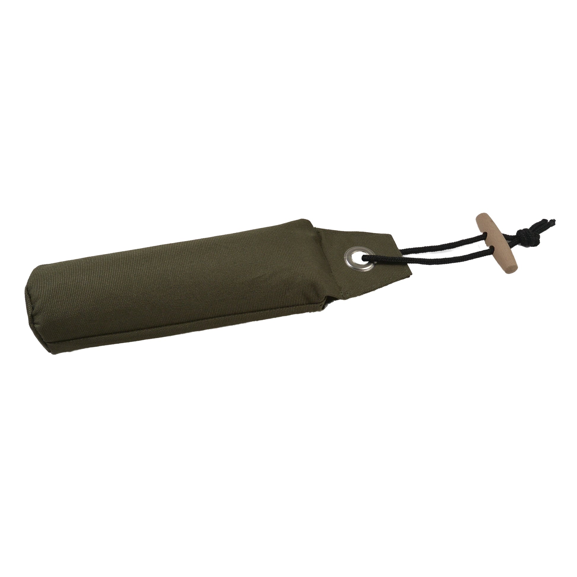 Wurf-Dummy 250 g in Olivgrün – robuster Dummy mit Holzgriff für effektives Hundetraining