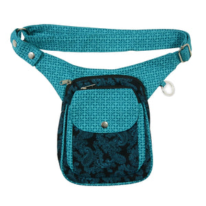 Gassi-Tasche Bauchtasche Baumwoll-Stoff Türkis / Muster - Freiburg 852 Nijens Shop
