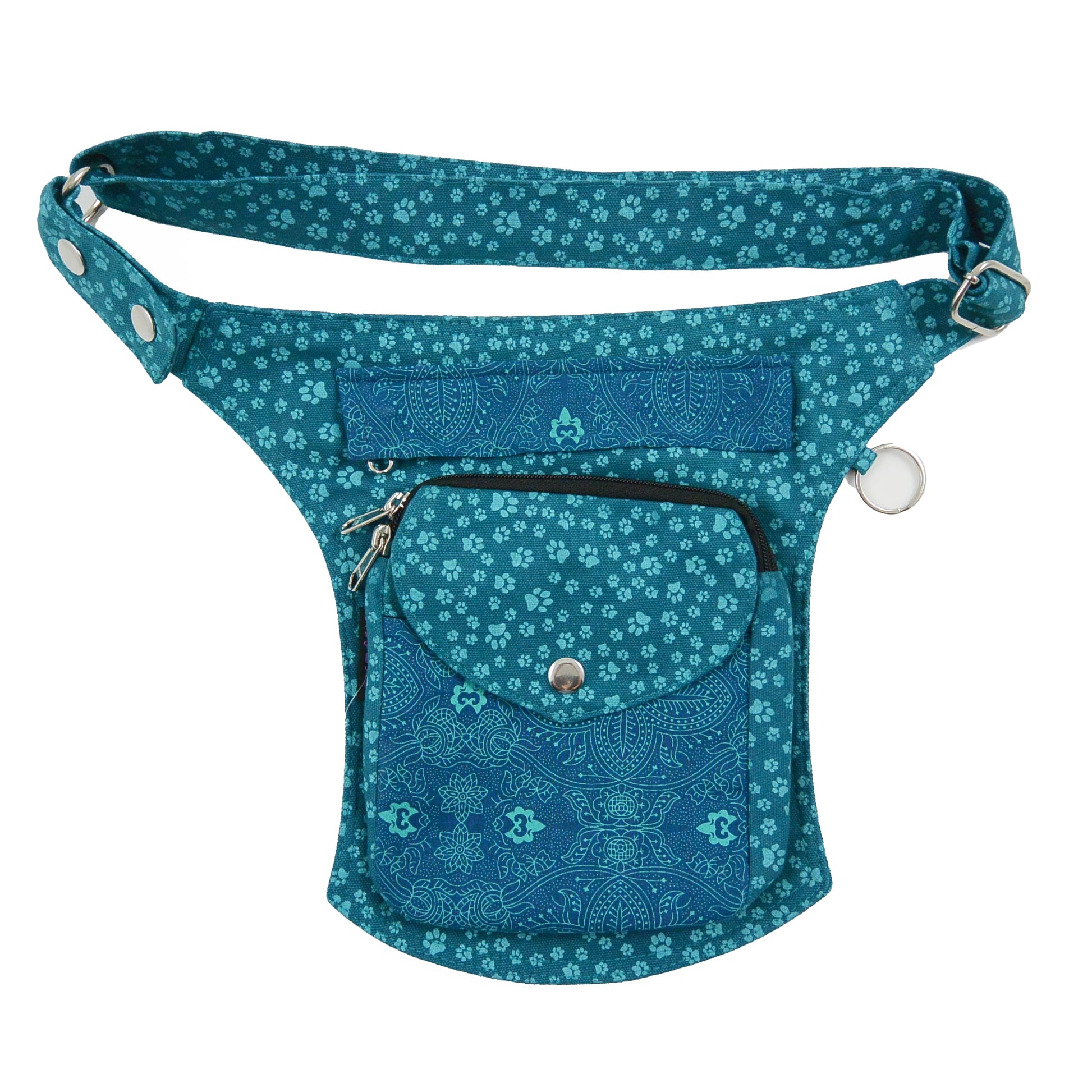 Gassi-Tasche Stoff-Baumwolle mit Pfotenmuster Marineblau