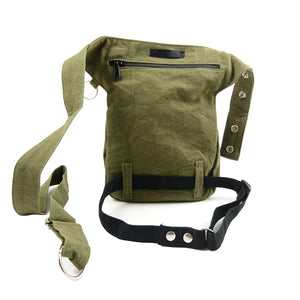 Nijens Gassi-Tasche Stoff-Canvas Khaki mit extra Schlaufen für Beingurt