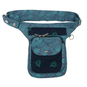 Gassi-Tasche Stoff-Canvas Teal Om-Print Futtertasche Nijens