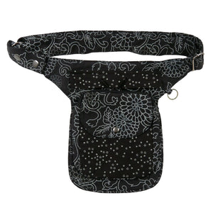 Gassi-Tasche S-XXXL Stoff Black Flowers mit Sterne - Nijens Shop