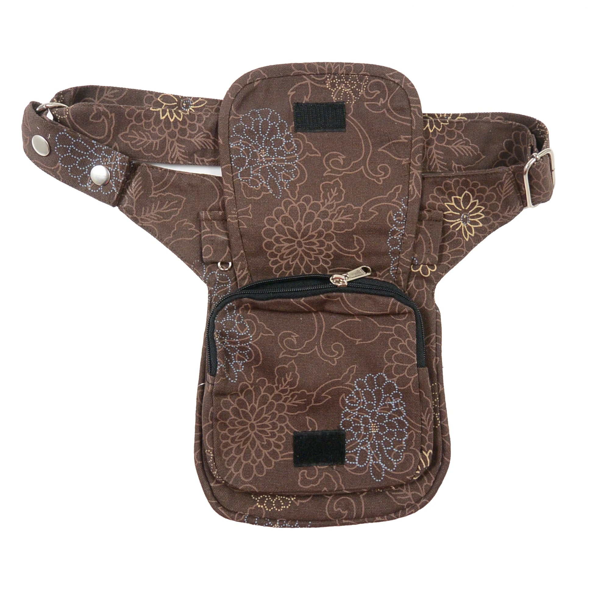 Nijens Bauchtasche Canvas mit floralen Motiven in Braun. 