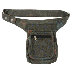 Nijens Hüfttasche Bauchtasche Stoff mit floralen Motiven Khaki