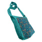 Umhängetasche Schultertasche Tasche aus Canvas-Stoff Türkis mit Blumenmuster. (5. Bild).
