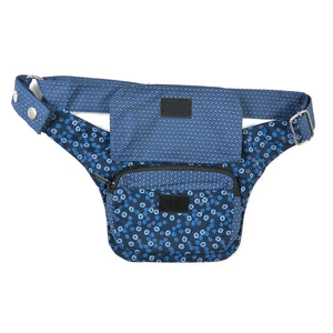 Nijens Bauchtasche aus Stoff Indigoblau mit Blumenmuster