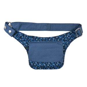 Bauchtasche aus Stoff Indigoblau mit Blumenmuster