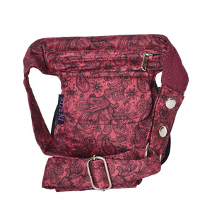 Nijens Hüfttasche Wendbare Bauchtasche Stoff Bordeauxrot 2