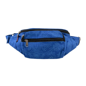 Canvas Bauchtasche Torino in Kobaltblau mit Ethno-Muster für Alltag und Reisen