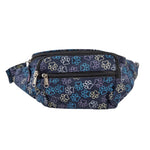 Canvas-Bauchtasche Torino in Kobaltblau mit farbenfrohem Pfotenabdruck Muster für den Alltag und auf Reisen