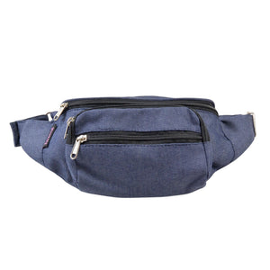 Crossbody Bag aus Stoff in Blau und mehreren Reißverschlussfächern