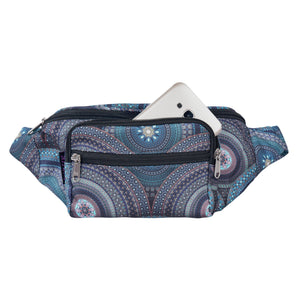 Torino Bauchtasche aus wasserabweisendem Material mit Mandala-Design in Blau und Petrol mit Handyfach