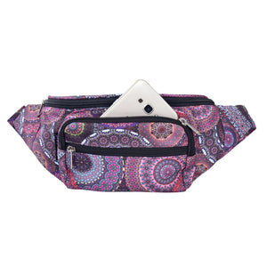 Bauchtasche Torino mit wasserabweisendem Stoff und Mandala-Print in Pink-Lila mit Handyfach