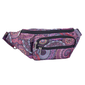 Bauchtasche Torino mit wasserabweisendem Stoff und Mandala-Print in Pink-Lila – funktional und farbenfroh für Hundebesitzer:innen