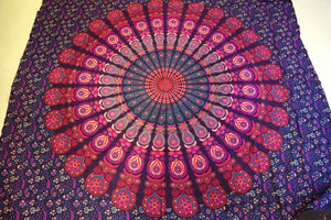 Indisches Mandala Hippie Stoff Laken, Tagesdecke lila-magenta