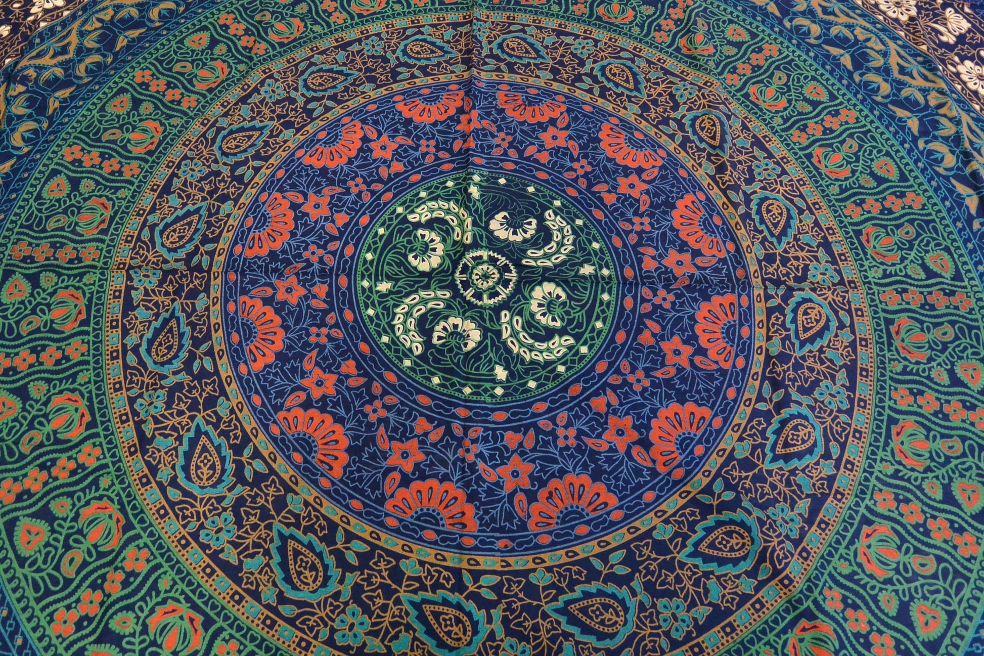 Stoff Bettlaken Tagesdecke Mandala Laken, Decke blau-grün-rot