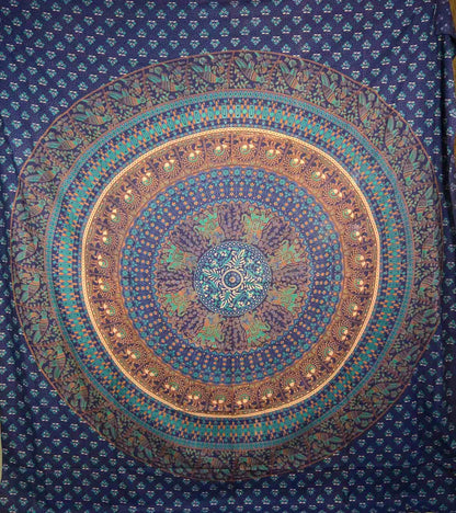 Indisches Mandala Hippie Laken, Stoff Decke Blaugrün