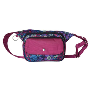 Gassi-Tasche Wasserabweisende mit Blumen Motiven (Nylon Fuchsia)