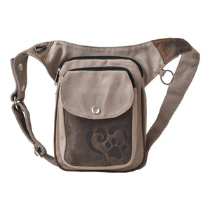 Nijens Leckerli-Tasche Leder Tasche Vintage Sand-Braun mit Prägung Pfote im Herz