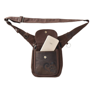 Nijens Gassi-Tasche Vintage Schokoladenbraun mit Prägung Pfote im Herz 2