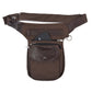 Vorderseite der braunen Nijens Super-Hannover Gassi-Tasche mit Handy im Druckknopf-Fach aus Canvas und Echtleder