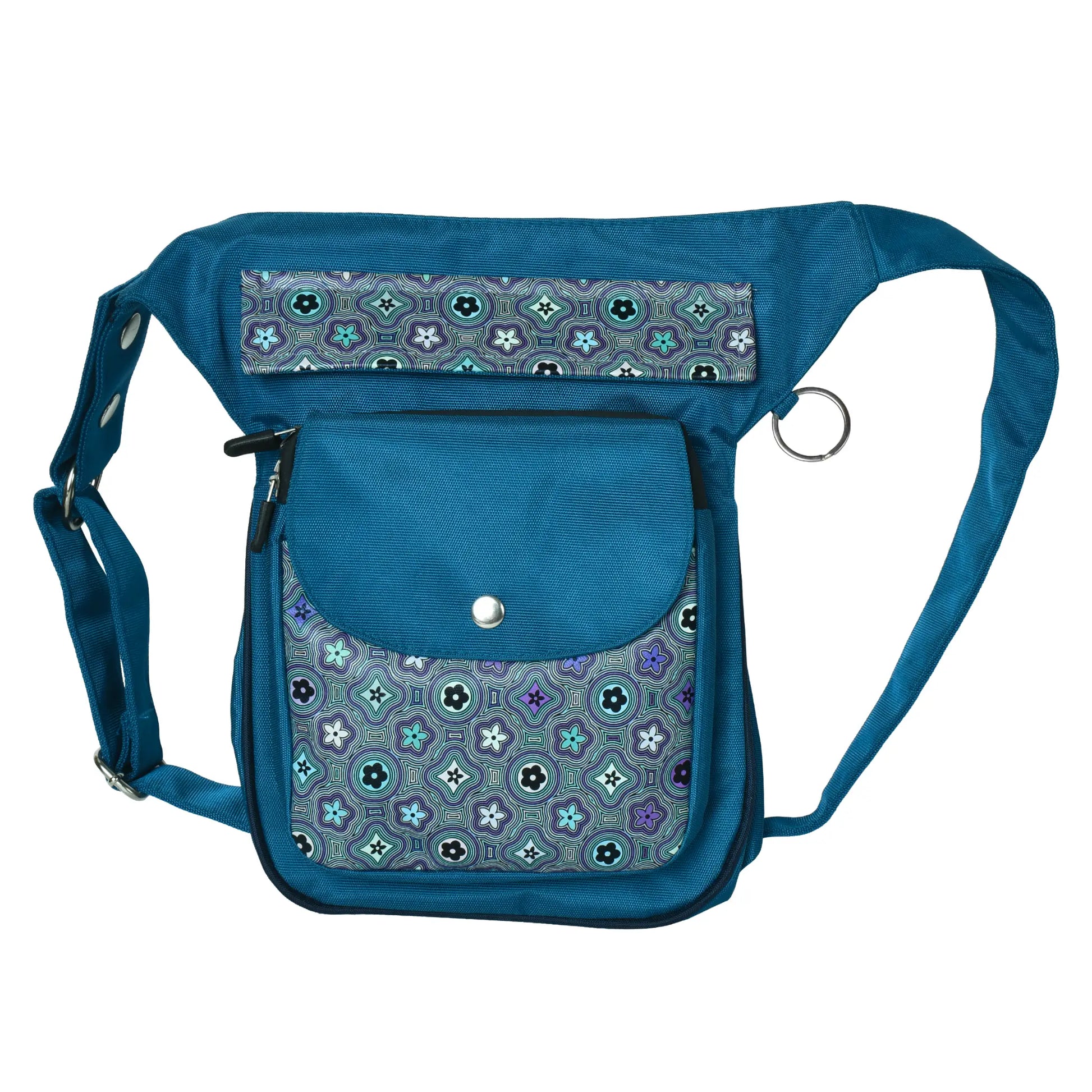 Nijens Gassi-Tasche, Wasserabweisende Tasche mit Muster Türkisblau