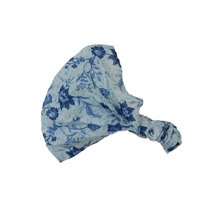 Elastisches Stoff-Haarband aus Baumwolle Blau mit Blumenmuster – Nijens