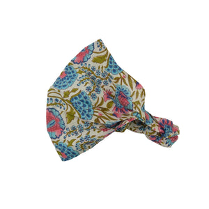 Stoff Bandana mit Blumen Motiv Rosa-Blau