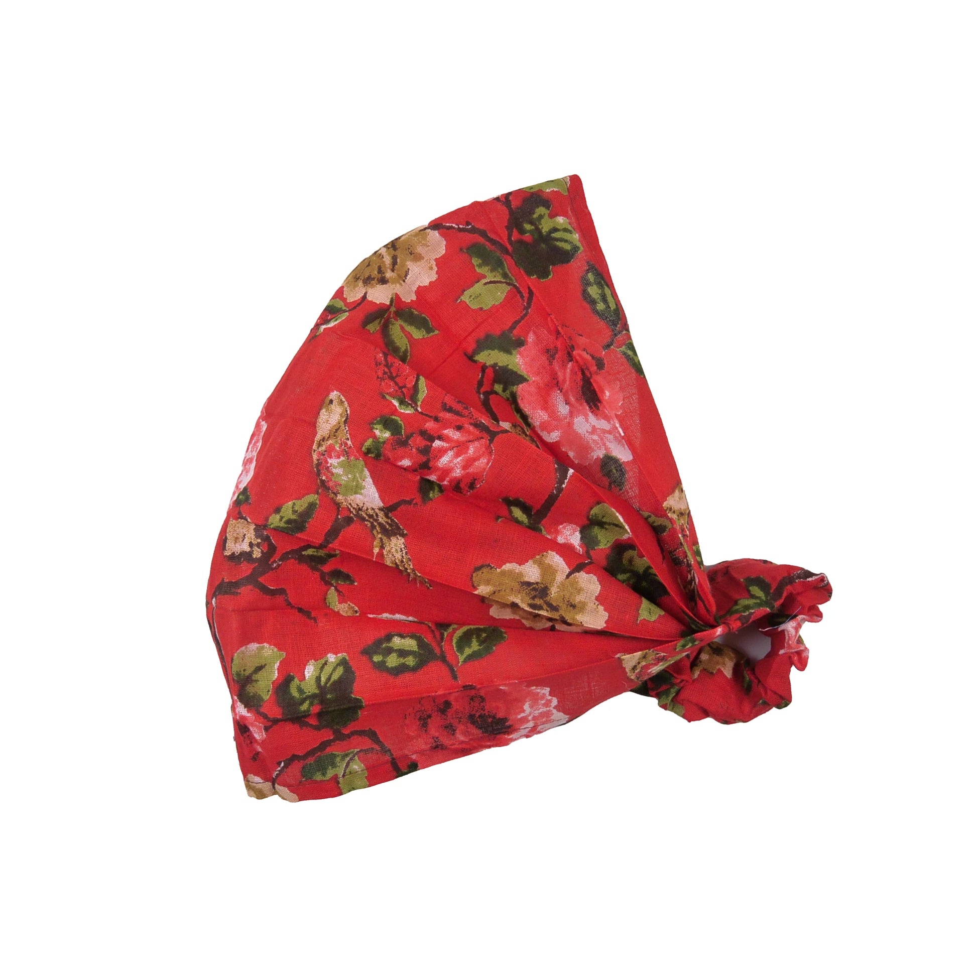Breites Stoff-Haarband aus Baumwolle in Rot mit floralem Muster, leichtes Sommer-Bandana