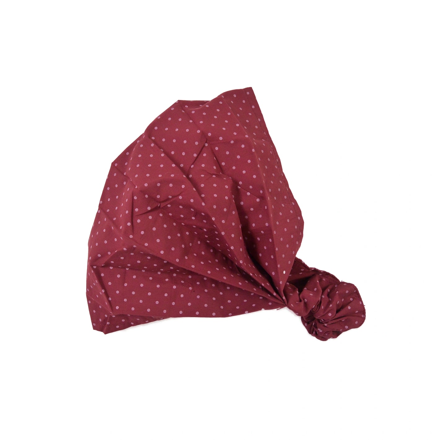 Stoff-Haarband aus Baumwolle in Bordeaux mit feinem Punkte-Muster, elastisches Bandana