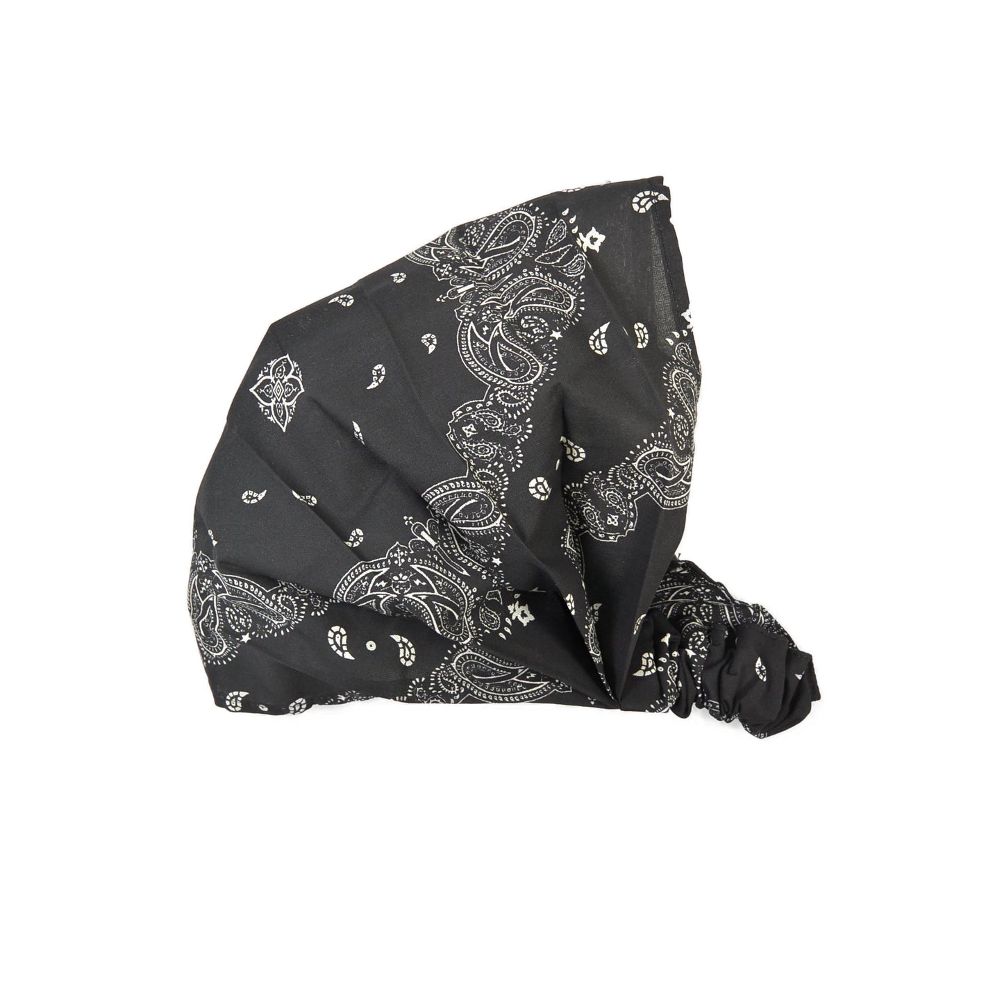 Stoff-Haarband aus Baumwolle mit Ethno-Paisley-Muster in Schwarz, elastisches Bandana