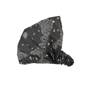 Stoff-Haarband aus Baumwolle mit Ethno-Paisley-Muster in Schwarz, elastisches Bandana