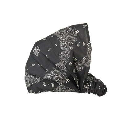 Stoff-Haarband aus Baumwolle mit Ethno-Paisley-Muster in Schwarz, elastisches Bandana