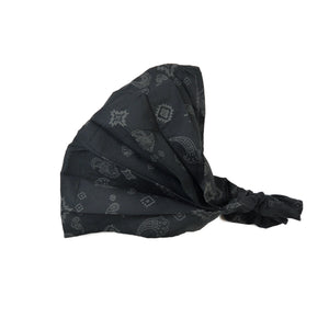 Stoff-Haarband aus Baumwolle mit Ethno-Paisley-Muster in Schwarz, elastisches Bandana Nijens