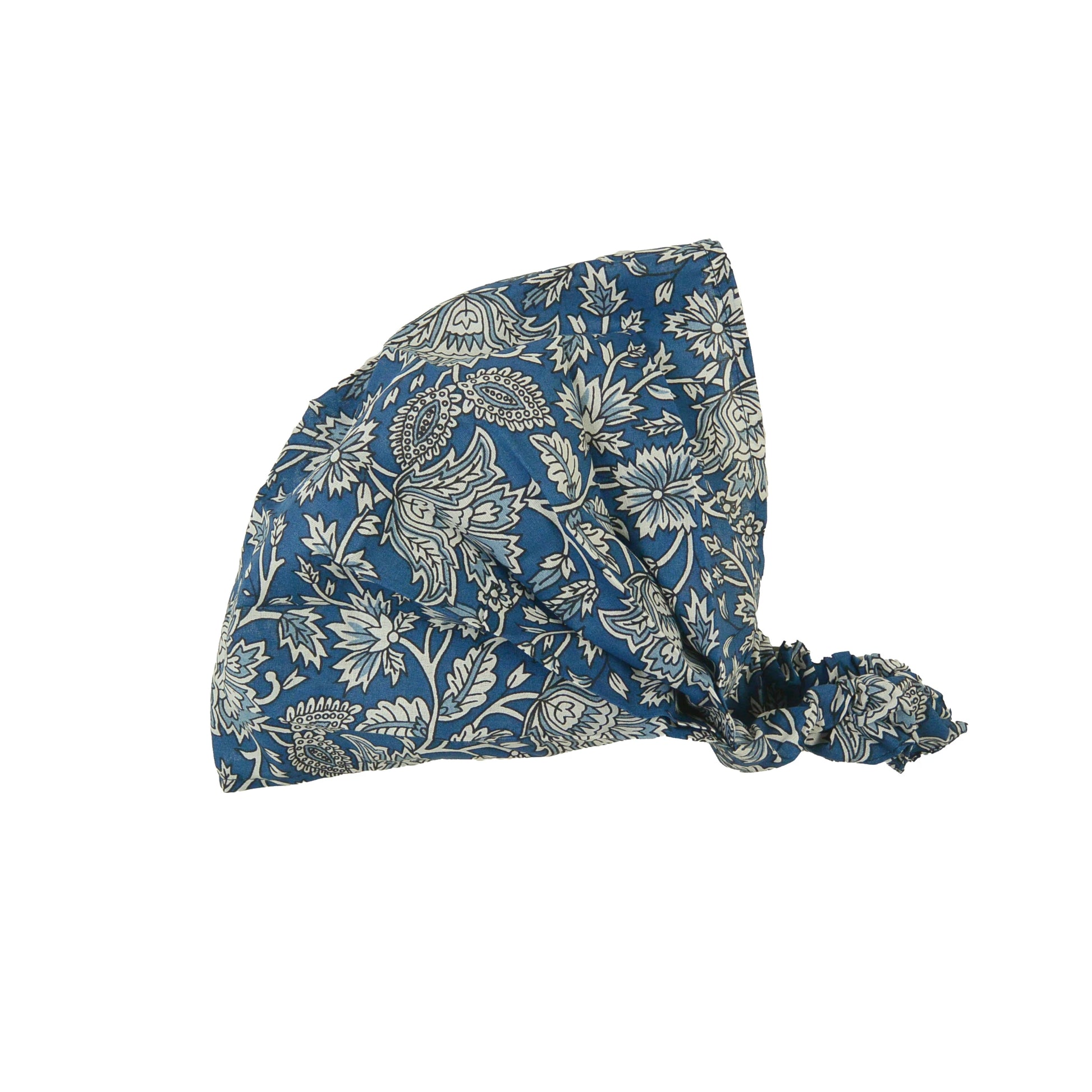 Stoff-Haarband aus Baumwolle mit Ethno-Paisley-Muster in Blau und Weiß, elastisches Bandana