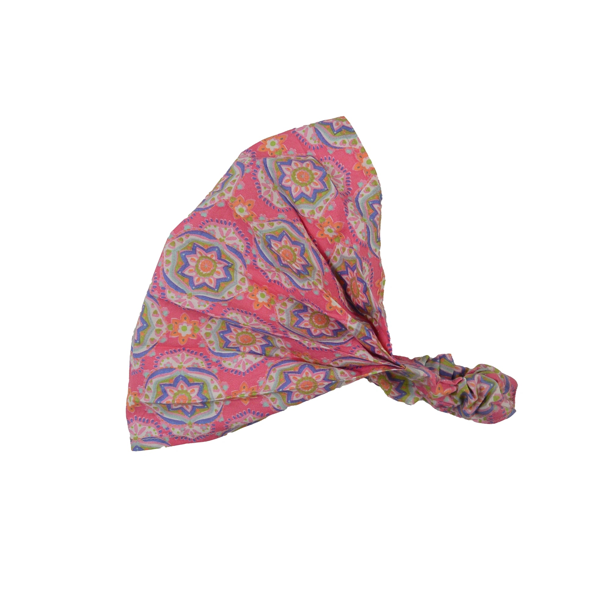 Elastisches Stoff-Haarband aus Baumwolle in Rosa mit pinkem Mandala-Muster, leichtes Bandana für Strand und Yoga