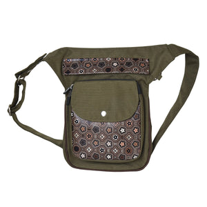 Gassi-Tasche Wasserdichte mit veganem Leder Geometrische Motive in Khaki - Nijens Shop