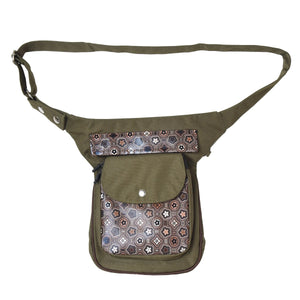 Gassi-Tasche Wasserdichte mit veganem Leder Geometrische Motive in Khaki - Nijens Shop 2