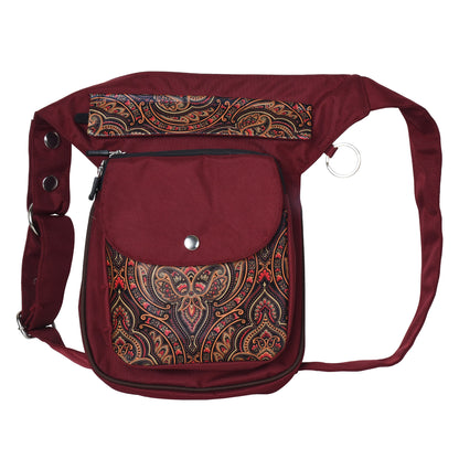 Gassi-Tasche Wasserdichte mit veganem Leder Paisley Nylon Dunkelrot - Hannover Nijens Shop