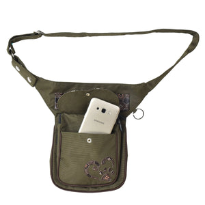 Gassi-Tasche Wasserdichte mit Stickbild Pfote&Herz Khaki - Nijens Shop 23
