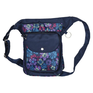 Nijens Gassi-Tasche Wasserdichte mit veganem Leder mit Blumen Motive Blau-Lila Farbe