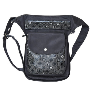 Nijens Gassi-Tasche Wasserdichte mit veganem Leder Geometrische Motive Charcoal