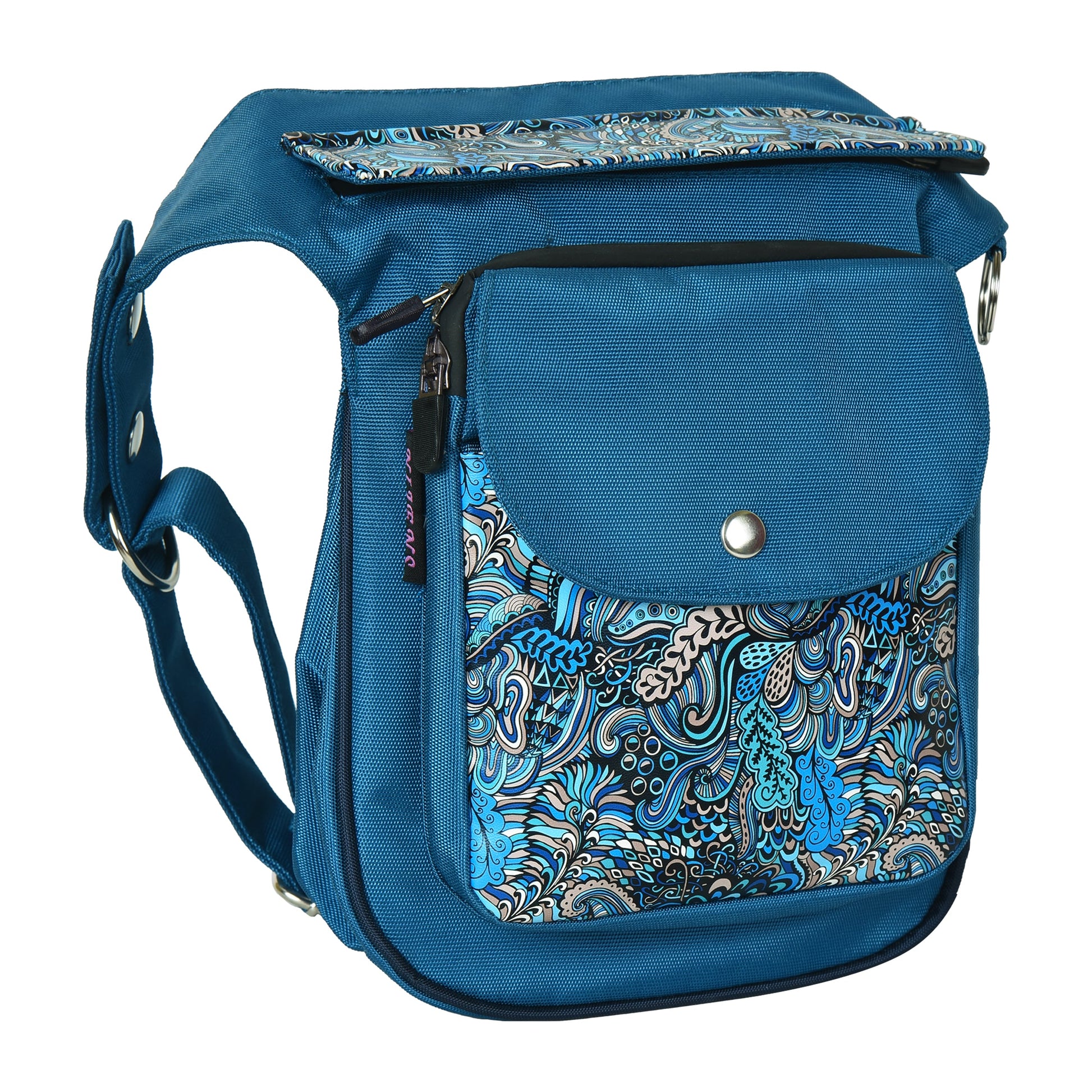 Nijens Gassi-Tasche Wasserdichte mit veganem Leder Paisley Türkisblau 5