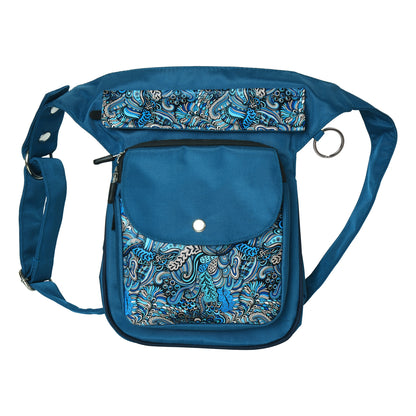 Nijens Gassi-Tasche Wasserdichte mit veganem Leder Paisley Türkisblau