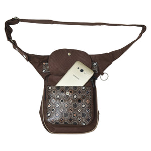 Nijens Gassi-Tasche Wasserdichte mit veganem Leder Geometrische Motive in Braun 2