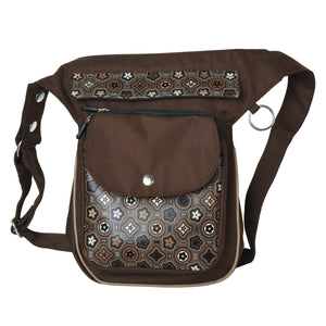 Nijens Gassi-Tasche Wasserdichte mit veganem Leder Geometrische Motive in Braun