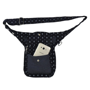 Gassi-Tasche Bauchtasche Stoff mit Ankern Muster in Dunkelblau - Nijens Shop