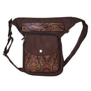 Gassi-Tasche, Wasserdichte Tasche mit Paisley in Braun-Orange.