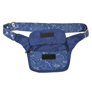 Nijens Bauchtasche Hunde-Leckerlitasche Stoff Indigo Blumen Motiv 2