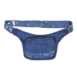 Nijens Bauchtasche Hunde-Leckerlitasche Stoff Indigo Blumen Motiv
